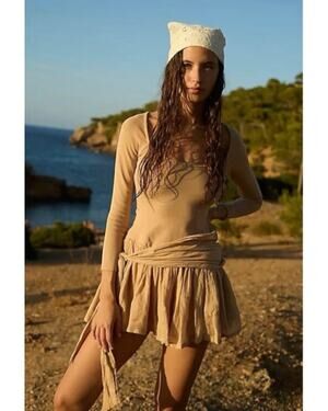 Free People Ethereal Dainty Cottage Bohemian Claro Eyelet Hair Scarf Ivory NEW